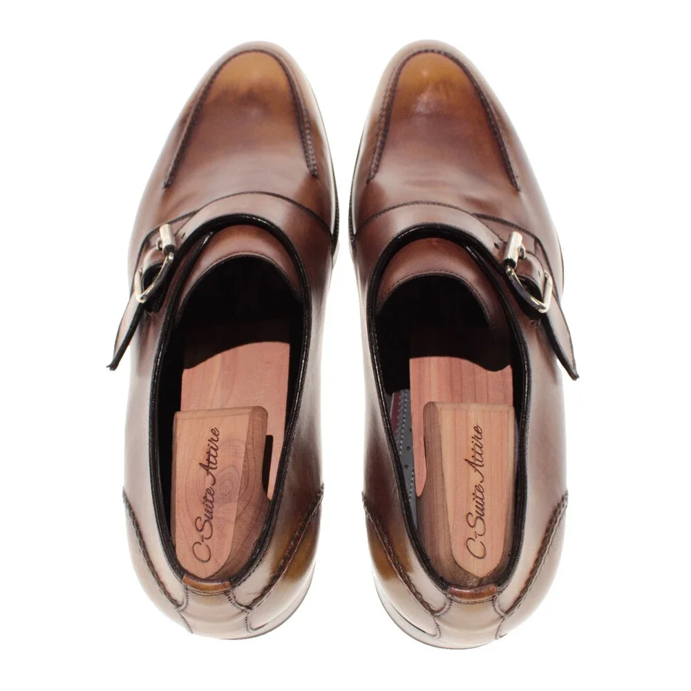 Di Bianco NWD Single Monk Strap Dress Shoes Size 9 US in Brown Leather